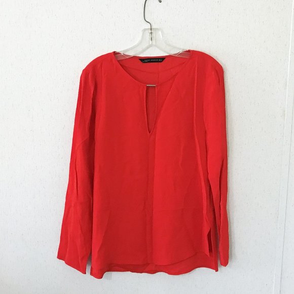 Zara Tunic Blouse Red S - Picture 2 of 9